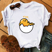Load image into Gallery viewer, TJCJFO Funny Sleeping Lazy Egg Print Graphic T Shirts Women Gudetama Tshirt Tee Shirt Femme Camisas Mujer Top Clothes
