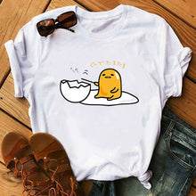 Load image into Gallery viewer, TJCJFO Funny Sleeping Lazy Egg Print Graphic T Shirts Women Gudetama Tshirt Tee Shirt Femme Camisas Mujer Top Clothes
