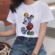 Load image into Gallery viewer, Mouse Cartoon Printing Harajuku T-shirt Women's Lion King Fashion Tshirt O-neck Short-sleeved shirt White Shirt Women's Clothing
