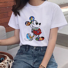 Load image into Gallery viewer, Mouse Cartoon Printing Harajuku T-shirt Women's Lion King Fashion Tshirt O-neck Short-sleeved shirt White Shirt Women's Clothing
